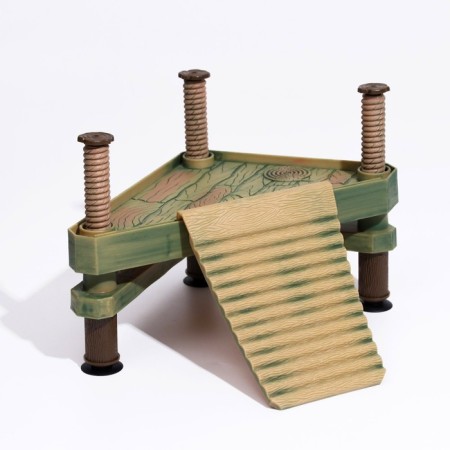 Platform for turtles on adjustable supports with a floating bridge-2