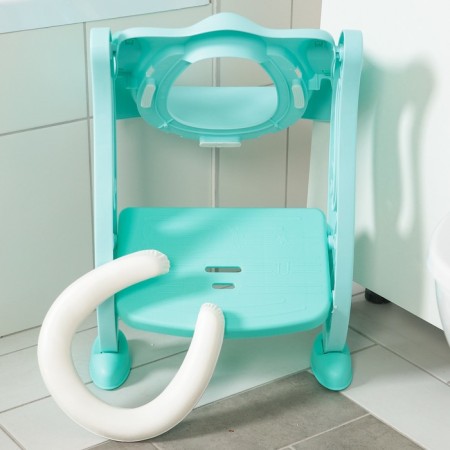 Children's lining - a seat on the toilet, soft, with a step, the color is turquoise-5