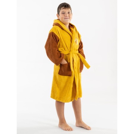 Terry robe for a boy, height 134-140 cm, yellow color-2