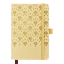 The diary is low, A6 format, 100 sheets, cage, beige leatherette cover, elastic band 10710
