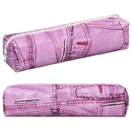 School Penal on the zipper "Jeans" Calligrata, lilac