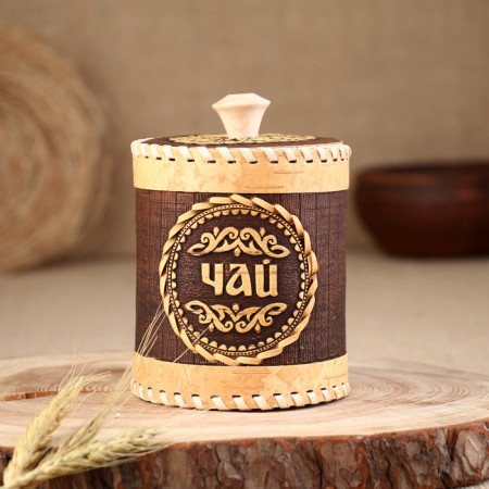 TUES for spices "Village", tea, 10x10x12 cm, birch bark