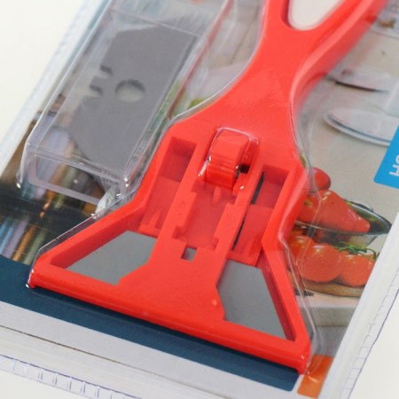 Scraper for glass -ceramic plates euro kitchen color red/white, 1 pc (+ 3 blades)-1
