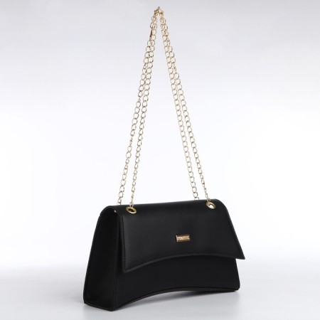 Women's bag made of artificial leather with a valve, 26x16x9 cm, black-2
