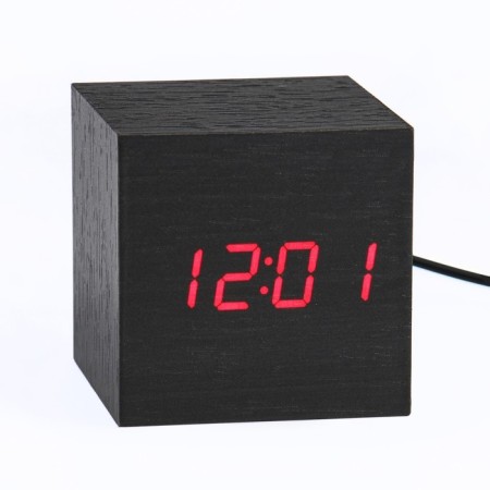 Clock - an alarm clock electronic "digit" with a thermometer, wooden, 6.5 cm, aaa, USB-1