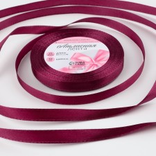 Satin tape, 10 mm × 23 ± 1 m, eggplant color No. 252