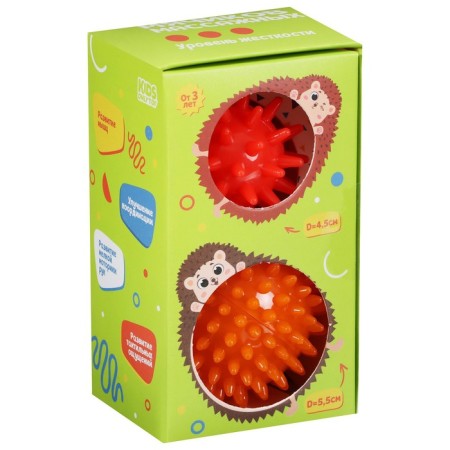 A set of massage balls onlytop "Hedgehogs": 2 pcs., D = 4.5, D = 5.5 cm, Mix color-4