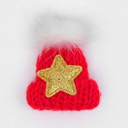 Brooch "Warm cap", red color