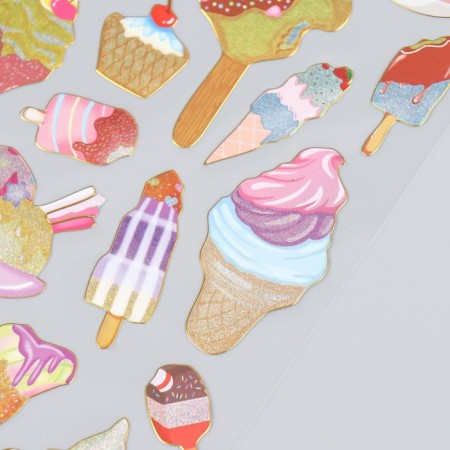 Plastic sticker with sparkles "Sweets and desserts" mix 10x22.5 cm-3