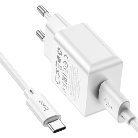 Network charger HOCO C106A, 1 USB, 2.1 A, Type -C cable - USB, 1 m, white-4