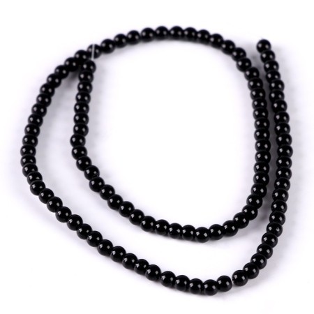 Beads made of natural stone "Black agate" set of 90 pcs., Size 1 pc. - 4 mm-4