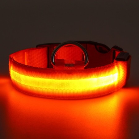 Collar with backlight size m, osh 40-48 x 2.5 cm, 3 glow modes Orange-10