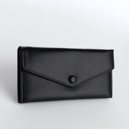 Women's wallet on the button, black color