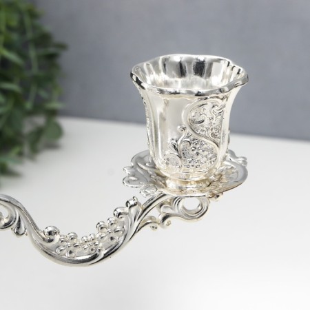 Summary of Metal for 3 candles "Vine vine" silver 22x7.5x25 cm-4