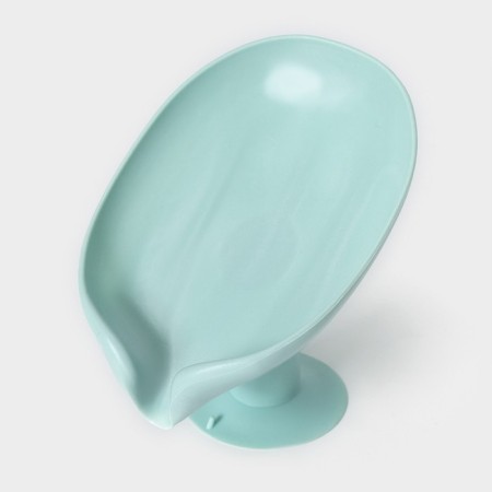 Soap dish with a drain drain, on a suction cup, 12.5 × 9 × 10 cm, turquoise color-3