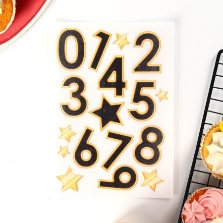 Waffle pictures edible “numbers” for cupcakes, Konfinetta cake, 1 sheet A5-2