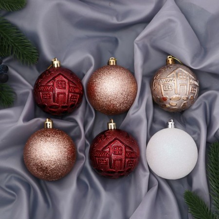 Set of balls plastic D-7 cm, 24 pcs "Winter Night" mix