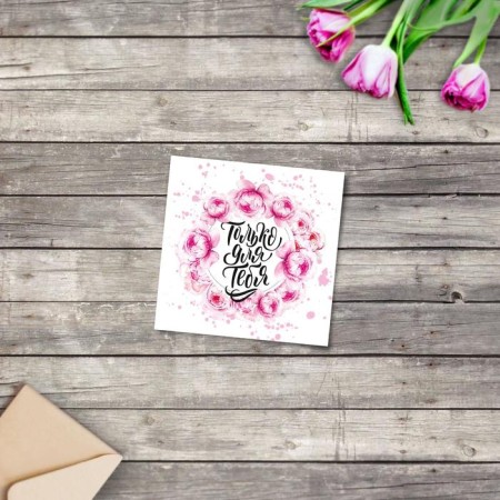 Mini -postcard "Congratulations", wreath, 7 x 7 cm-1