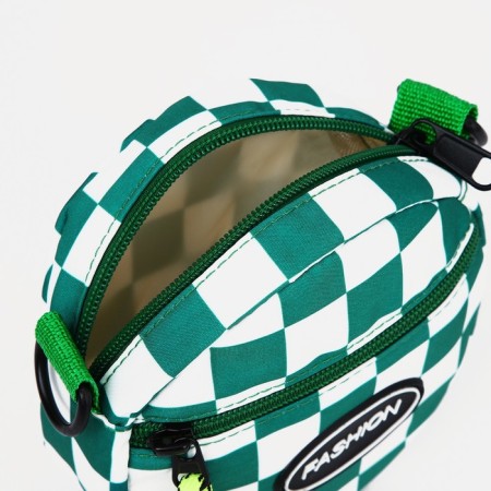 Bag's bag with lightning, external pocket, adjustable belt, green color-2
