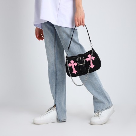 Youth bag with zipper, black color-6