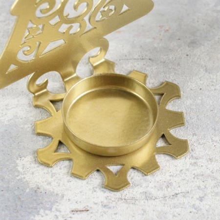 Climb "Christmas tree with stars" metal for one candle, 6.6x10x13 cm, golden-3