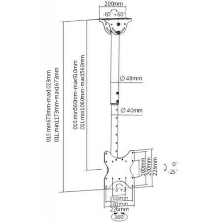 ARM Media LCD-1600, up to 55 kg, 15-48, ceiling, inclination, black-1