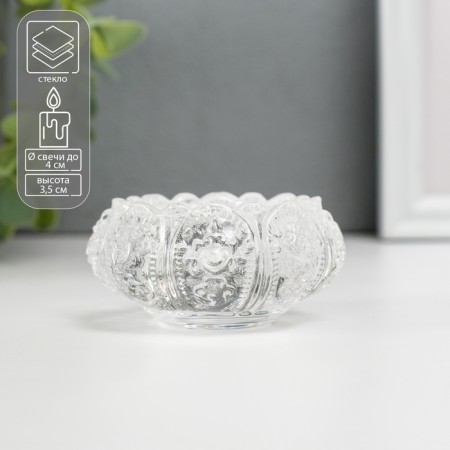 Glass of glass per 1 candle "Royal pattern" transparent 3.5x7.3x7.3 cm