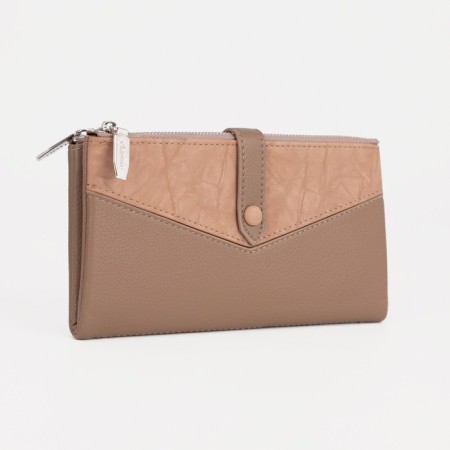 Women's wallet on the button, beige color