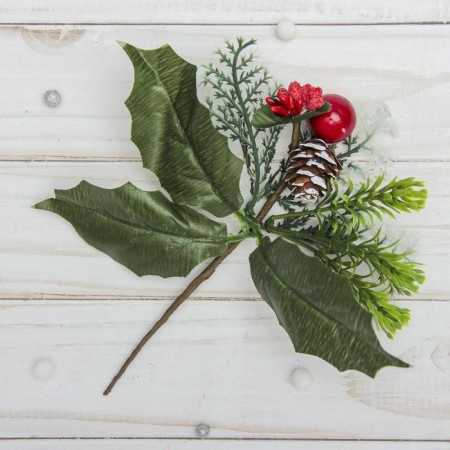 Decor "Winter Dreams" a twig with a berry and a bump, 14 cm-1