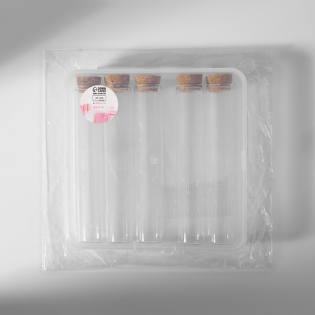 A set of jars for storing beads, d = 2.2 × 12 cm, 5 pcs, in a container, 13.5 × 13.5 × 3.5 cm-6