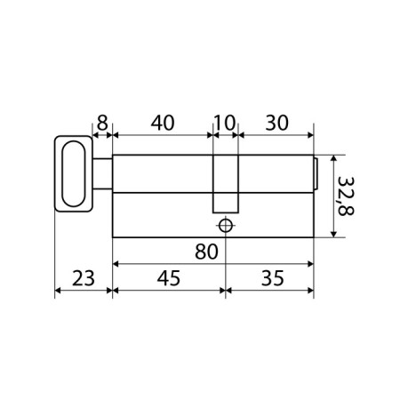 Cylinder mechanism standard MAX, 80 mm (35x45V), 5 keys, key/turntable, matte nickel 1024813-2