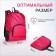 Folding backpack, lightning department, external pocket, 2 side pockets, raspberry color