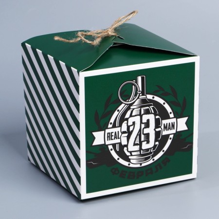 Gift folding box, packaging, “February 23”, 12 x 12 x 12 cm-1