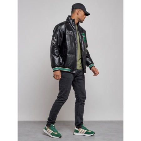 Eco -leather jacket men, size 48, black color-2