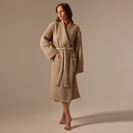 WAFEL Women's bathrobe SL Home: Waffle "Sabbia", size S, 100% cotton, 320 g/m2-2