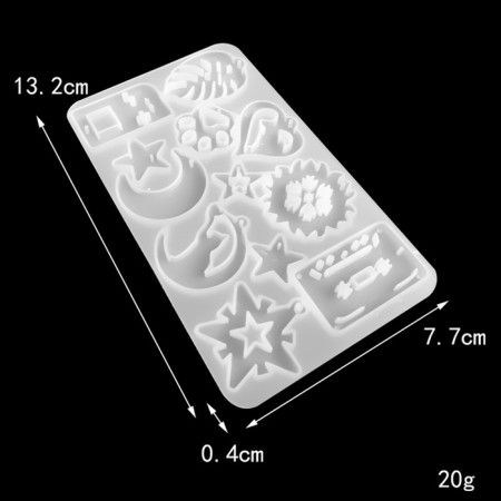 Silicone form universal for creating earrings, pendants, scraps - 12 pcs.-1