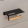 Holder for toilet paper with a Bamboo shelf, 18 × 9.7 × 7.5 cm, black color