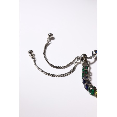 Bracelet with rhinestones "shine" on a puff, colored in silver-2