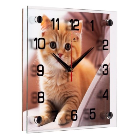 Watch wall, interior "red kitten", silent, 25 x 25 cm, aa-1