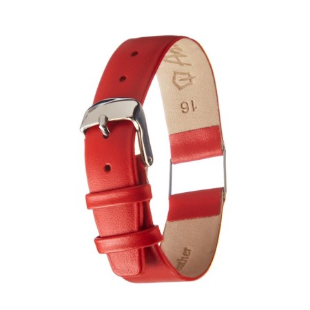 Watch strap, female, 16 mm, genuine leather, red-1