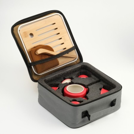 A set for the tea ceremony 9 items, 4 people, a cup of 40 ml, a kettle 250 ml, red-3