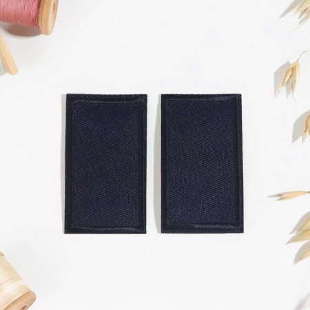 Clothing patch "Rectangle", 6.5 × 3.8 cm, heat-mileyle, dark blue color-1