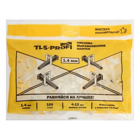 TLS-PROFI tile alignment system, 1.4 mm clamp (100 pcs.), Package-1