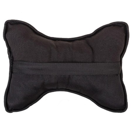 Car Bone pillow, on the headrest, SkyWay Expensiv Alcantara Black, White line, S08003001-1