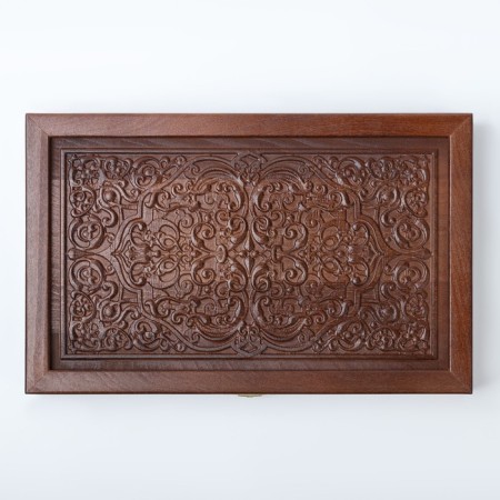 Carved backgammon "eastern", from an array of Buk, Patina 35 x 45 cm-1