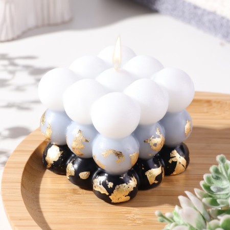 Figure Aromatic candle with a whip "Babble Cube", 6 cm, white-black, skin and cookies-1