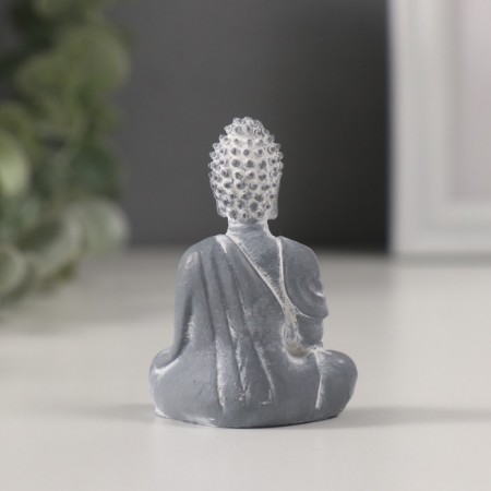Polystone souvenir "Buddha in the lotus position" Gray 2.5x4x6 cm-2