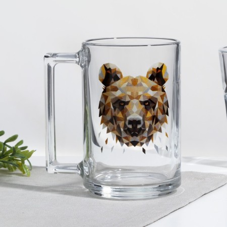 Animals mug, glass, 320 ml, mix-3