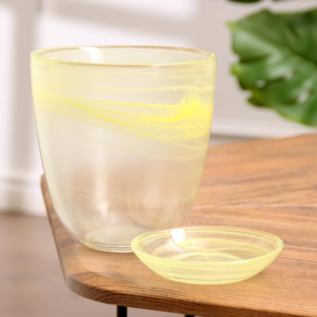 Flower pot with pallet No. 3 "Aleb" yellow, 1 liter-1