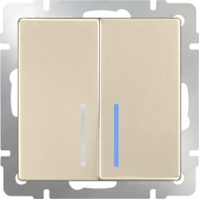 Two-valve switch with WL11-SW-2G-LED backlighting, champagne color